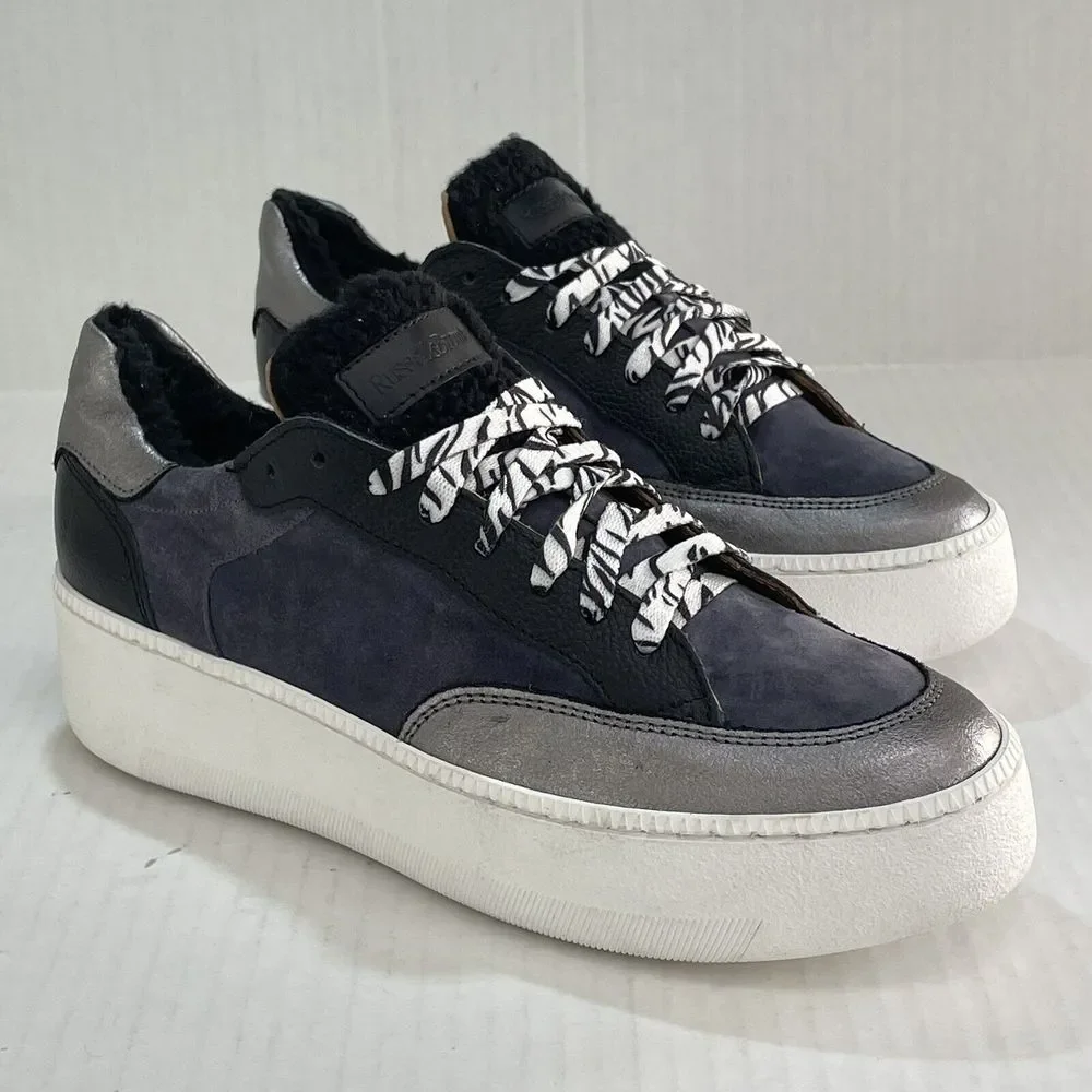 RUSSELL & BROMLEY PARK LACE Lace Up Platform Sneakers Shearling Trim EU 42 US 11 - Picture 1 of 14